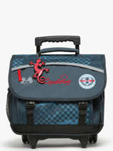 Boekentas Op Wieltjes Kind 2 Compartimenten Cameleon Blauw actual CR38