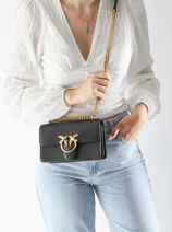 Cross Body Tas Love Bag Icon Leder Pinko Zwart love bag icon A0F1-vue-porte