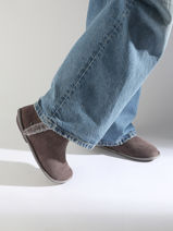 Pantoffels Uit Leder Isotoner Grijs women 97391-vue-porte