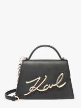 Cross Body Tas K Signature Leder Karl lagerfeld Zwart k signature A1W30036