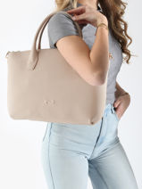 Handtas Tiny Leder Nathan baume Beige victoria 88-vue-porte