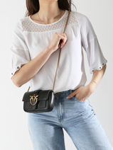 Cross Body Tas Love Bag Icon Leder Pinko Zwart love bag icon A0F1-vue-porte