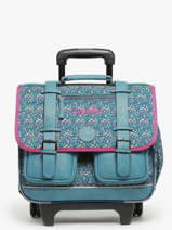 Boekentas Op Wieltjes 2 Compartimenten Cameleon Blauw vintage fantasy PBVGCR38