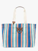 Schoudertas Logo Shopper Katoen Pinko Blauw logo shopper 4754A2G5