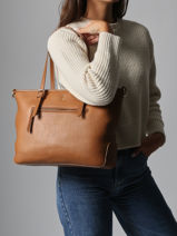 Schoudertas Zip Lulu castagnette Bruin zip ZAHERE-vue-porte