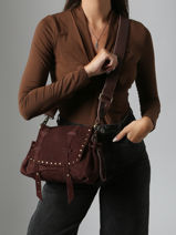 Cross Body Tas Vintage Leder Mila louise Bruin vintage 3861VC-vue-porte