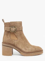 Enkellaarsjes Met Hak Uit Leder Alpe Beige women 54651109