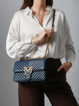 Cross Body Tas Love Bag Quilt Leder Pinko Blauw love bag quilt A0GK-vue-porte