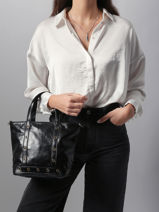 Handtas Cabas Cuir Leder Vanessa bruno Zwart cabas cuir 82V40435-vue-porte