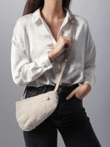 Cross Body Tas City Perle Winter Shearling En Leder Nathan baume Beige n city S-vue-porte