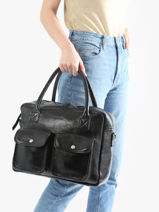 Handtas Le Dandy clipse Leder Paul marius Zwart eclipse DANDYECL-vue-porte