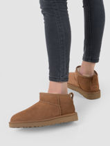Boots Classic Ultra Mini Uit Leder Ugg Bruin women - 01116109-vue-porte