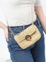 Cross Body Tas Moon Raphia Vanessa bruno Goud moon raphia 91V40326-vue-porte