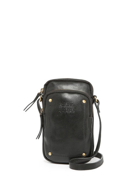 Telefoonetui /cross Body Leder Basilic pepper Zwart boston BBOS04