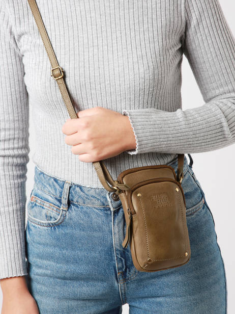 Telefoonetui /cross Body Leder Basilic pepper Groen boston BBOS04 ander zicht 1