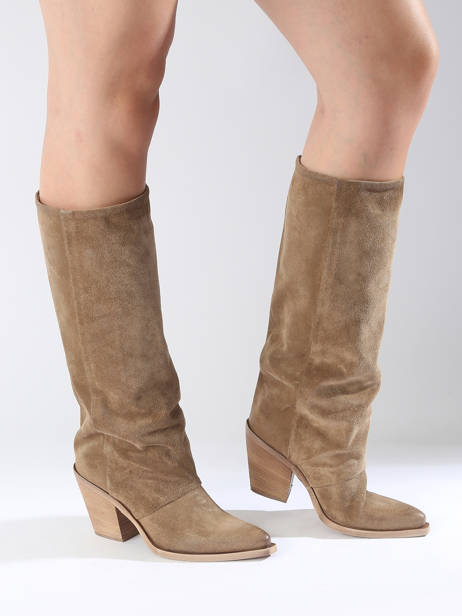 Laarzen Met Hak Stivali Tubo Uit Leder Metisse Beige women XD961 ander zicht 1