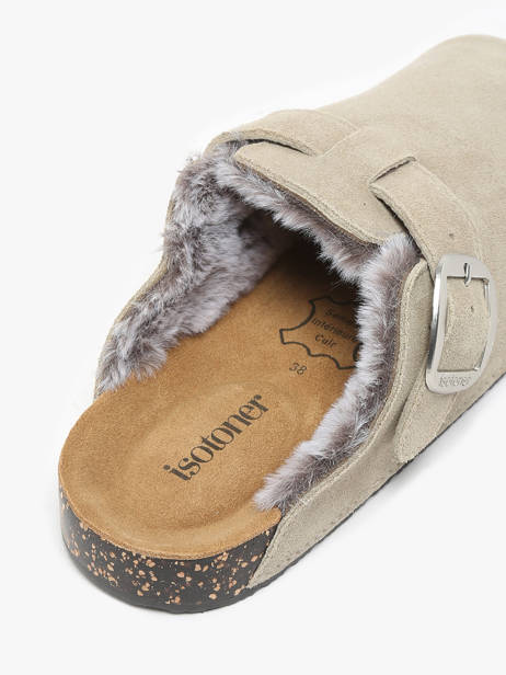 Pantoffels Uit Leder Isotoner Grijs women 94998 ander zicht 2