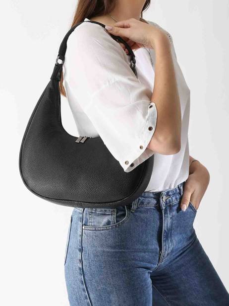 Schoudertas Caviar Leder Milano Zwart caviar CA24121 ander zicht 1