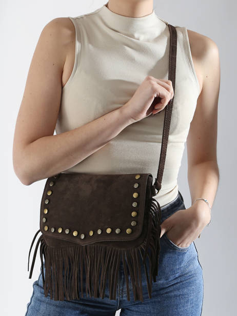 Cross Body Tas Velvet Leder Milano Bruin velvet VE241115 ander zicht 1