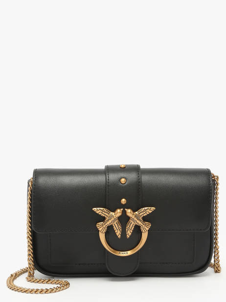 Cross Body Tas Love Bag Icon Leder Pinko Zwart love bag icon A0F1