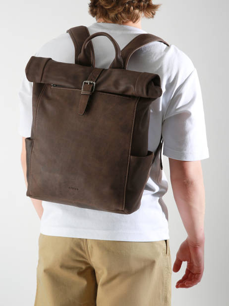 Rolltop Rugzak Spider 2 Compartimenten Leder Etrier Zwart spider ESPI8102 ander zicht 1