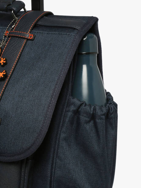 Boekentas Op Wieltjes 3 Compartimenten Cameleon Blauw vintage urban CR41 ander zicht 7