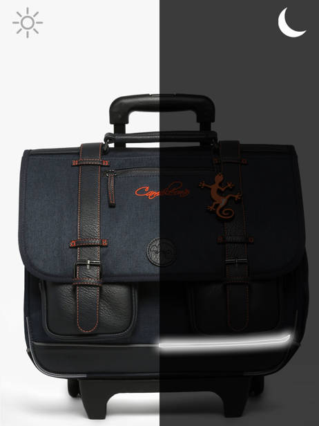 Boekentas Op Wieltjes 3 Compartimenten Cameleon Blauw vintage urban CR41 ander zicht 9