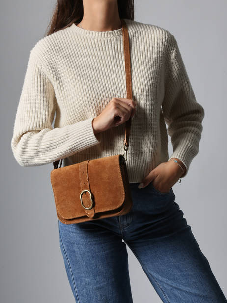 Cross Body Tas Velvet Leder Milano Bruin velvet VE25063 ander zicht 1