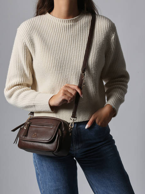 Cross Body Tas Zip Lulu castagnette Bruin zip ZAER ander zicht 1