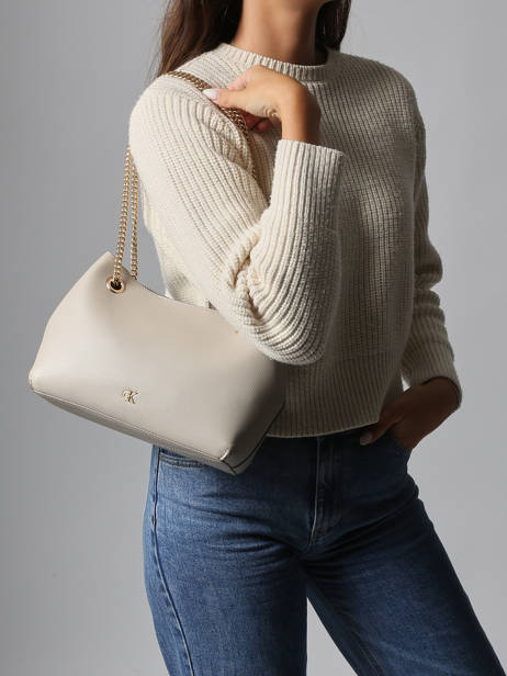 Schoudertas Minimal Mono Gerecycleerd Polyester Calvin klein jeans Beige minimal mono 4F3205G ander zicht 1