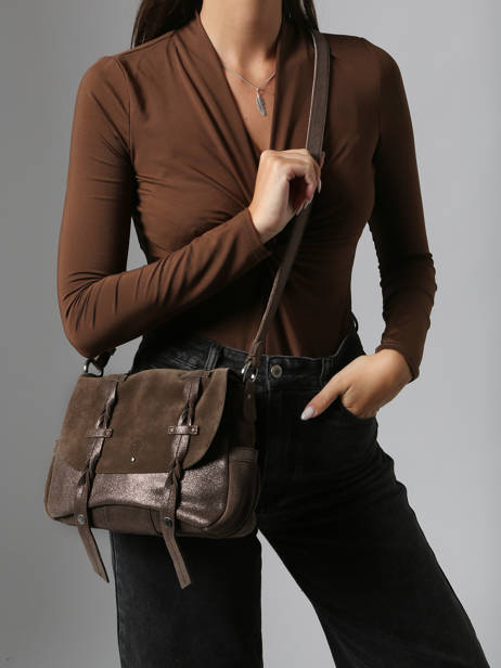 Cross Body Tas Vintage Leder Mila louise Bruin vintage 3677XV ander zicht 1