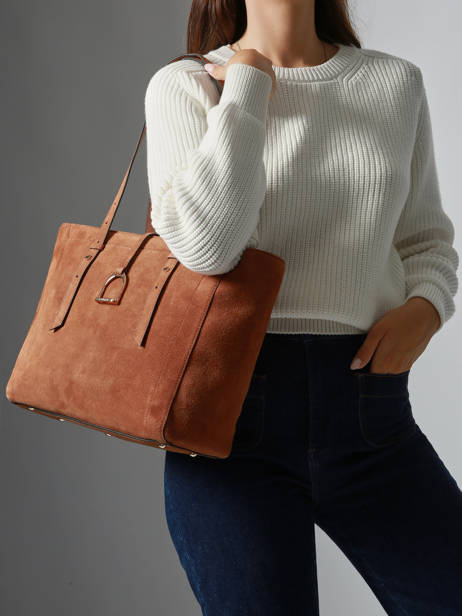 Schoudertas Altesse Suede Leder Etrier Bruin altesse suede EASU088M ander zicht 1