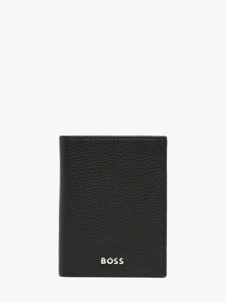 Kaarthouder Leder Hugo boss Zwart grained HLE416A