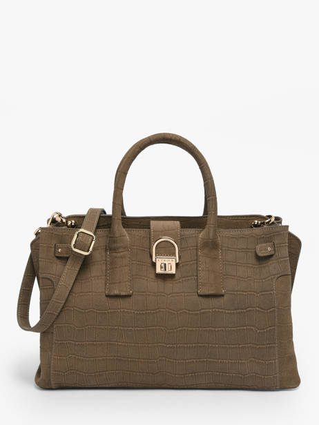 Handtas M Equestre Croco Leder Etrier Bruin equestre croco EEQC142M