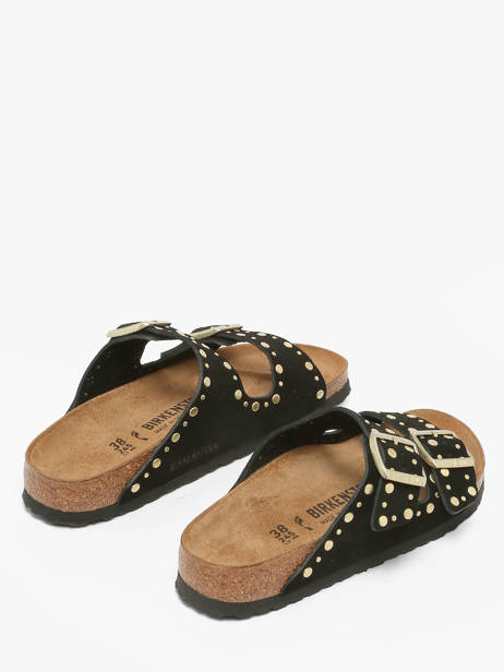 Slippers Arizona Rivet Uit Leder Birkenstock Zwart women 1030348 ander zicht 2